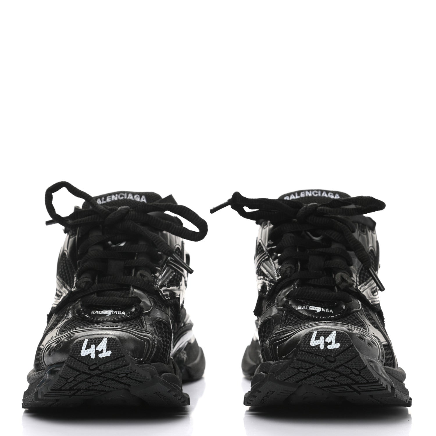 Balenciaga Mesh Rubber Monocolor Mens Runner Sneakers 41 Black 2 of 9