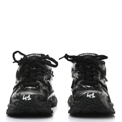 Balenciaga Mesh Rubber Monocolor Mens Runner Sneakers 41 Black 2 of 9
