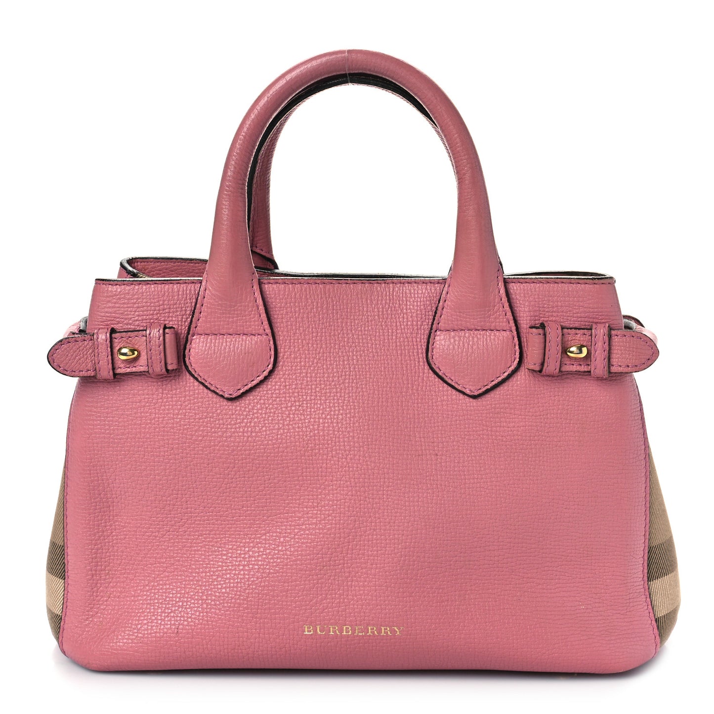 Derby Calfskin House Check Small Banner Tote Pink