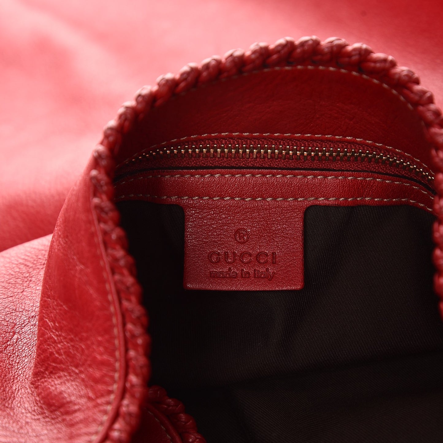 Calfskin Large Horsebit Chain Hobo Red