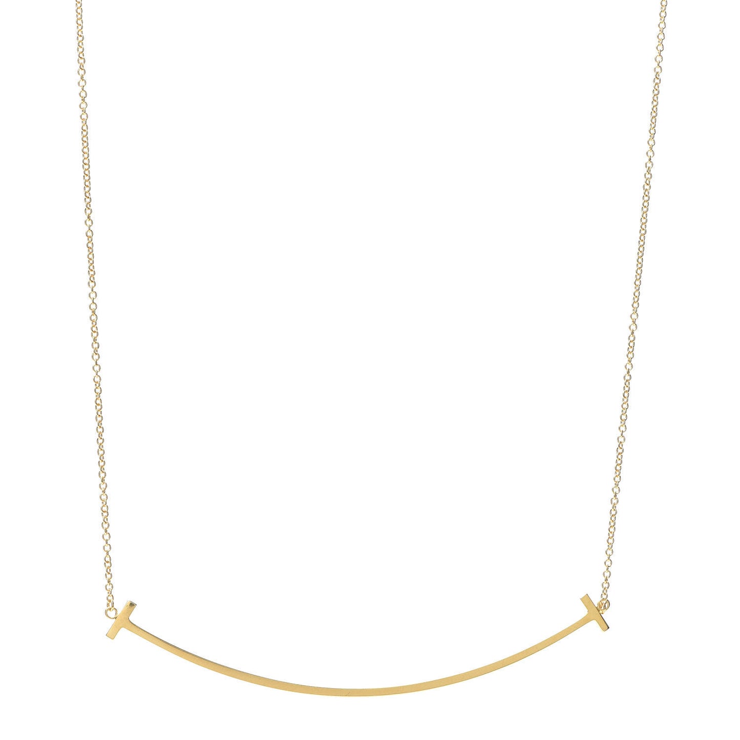 18K Yellow Gold Large T Smile Pendant Necklace