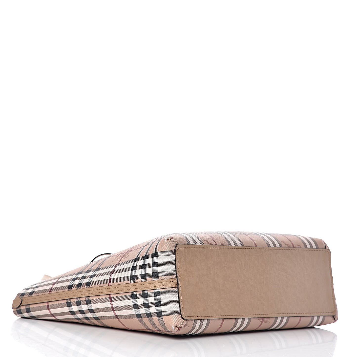 Grainy Calfskin Haymarket Check Medium Reversible Tote Camel