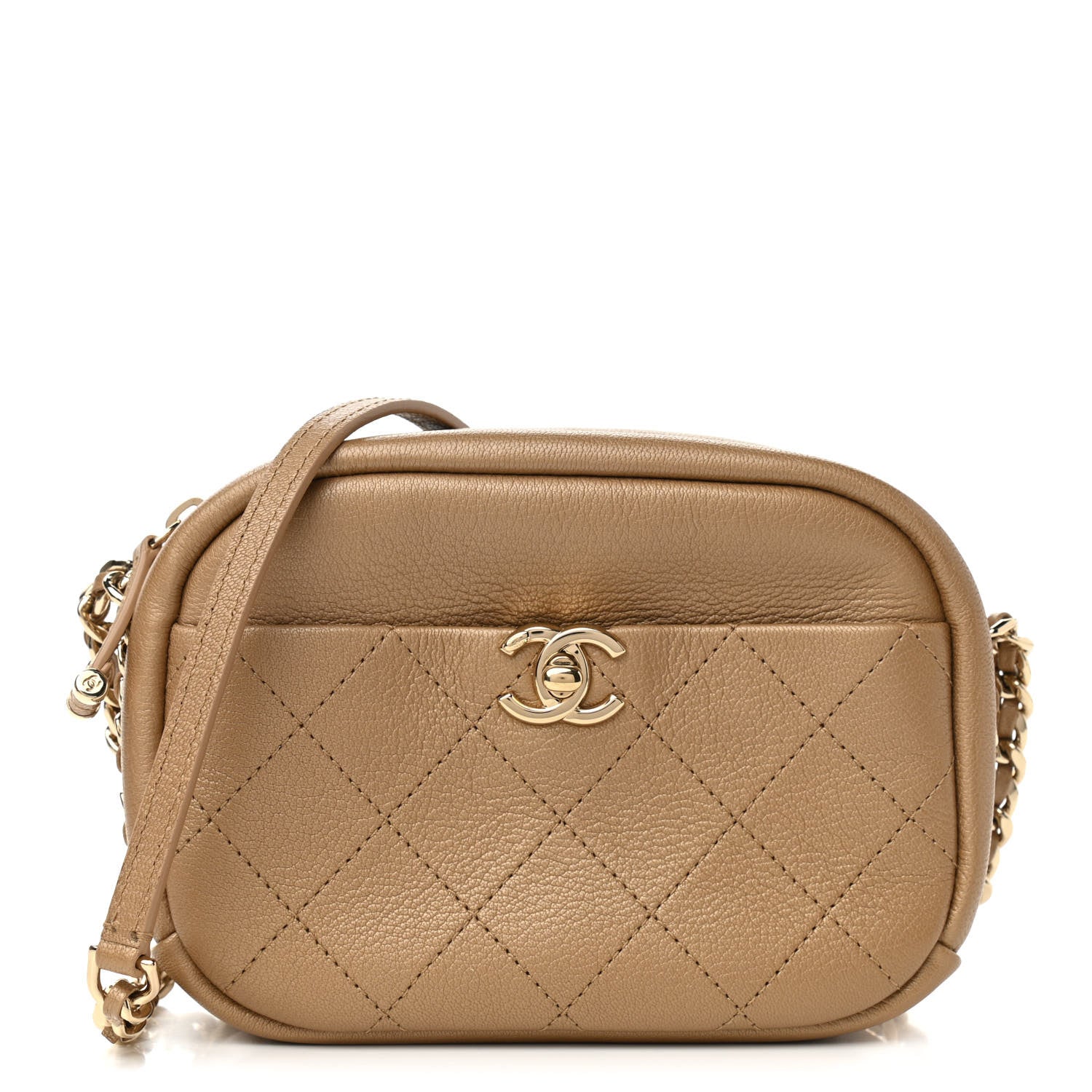 Chanel Goatskin Quilted Small Casual Trip Camera Case Beige 1 of 10