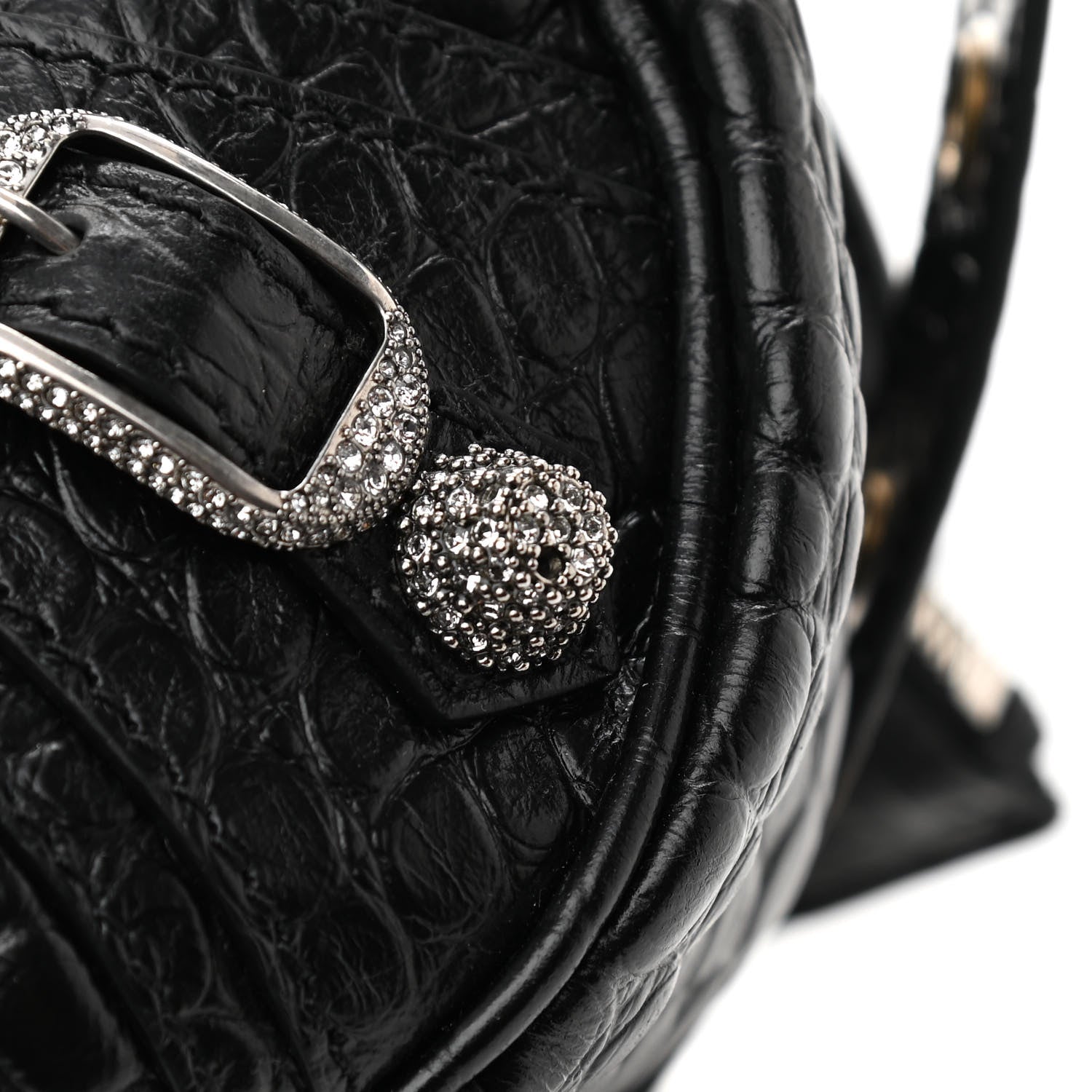 Balenciaga Extra Supple Calfskin Crystal Crocodile Embossed Le Cagole Shoulder Bag XS Black 10 of 10
