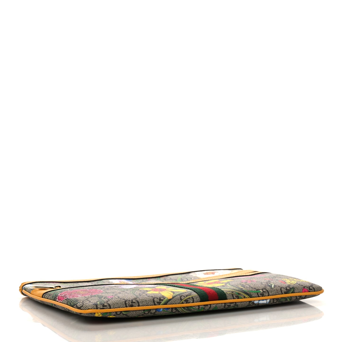 GG Supreme Monogram Flora Large Ophidia Pouch Clutch Beige Multicolor Crop