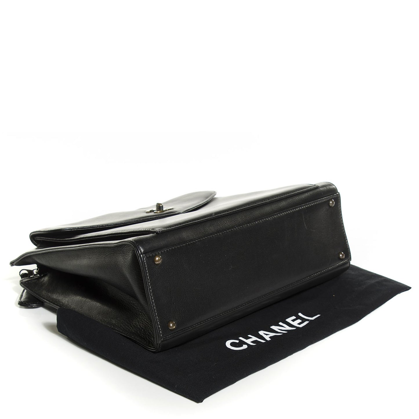 Calfskin Flap Shoulder Bag Black