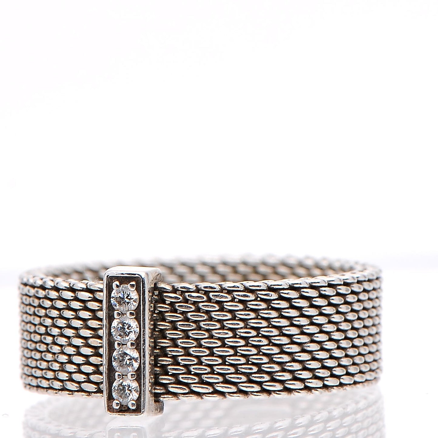 Sterling Silver Diamond Mesh Somerset Ring 57 8