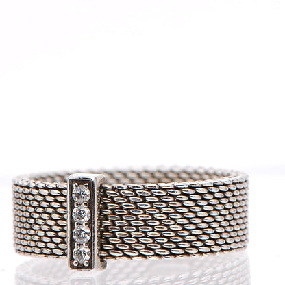 Tiffany Sterling Silver Diamond Mesh Somerset Ring 57 8 3 of 6