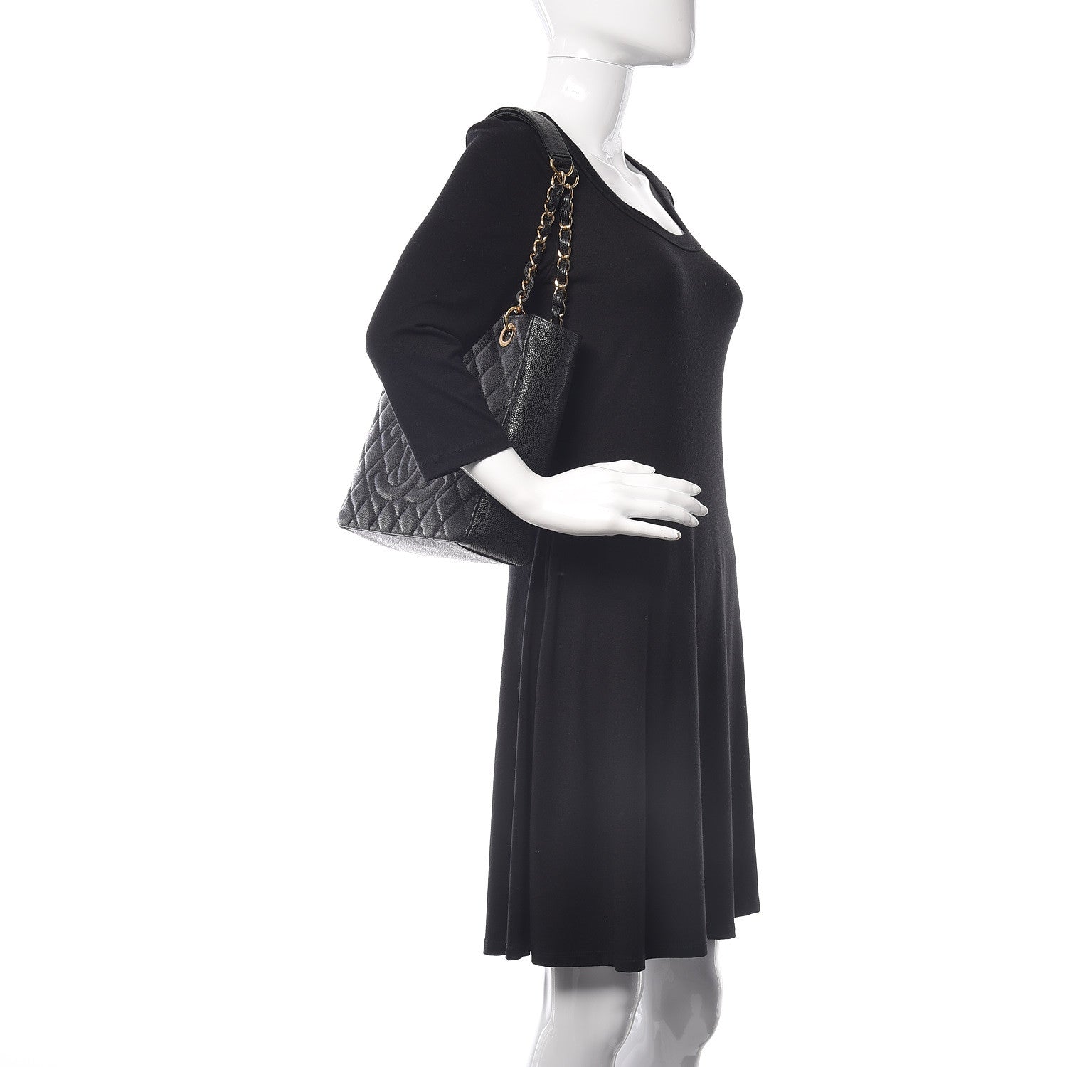 Chanel Caviar Quilted Petit Shopping Tote PST Black 2 of 10