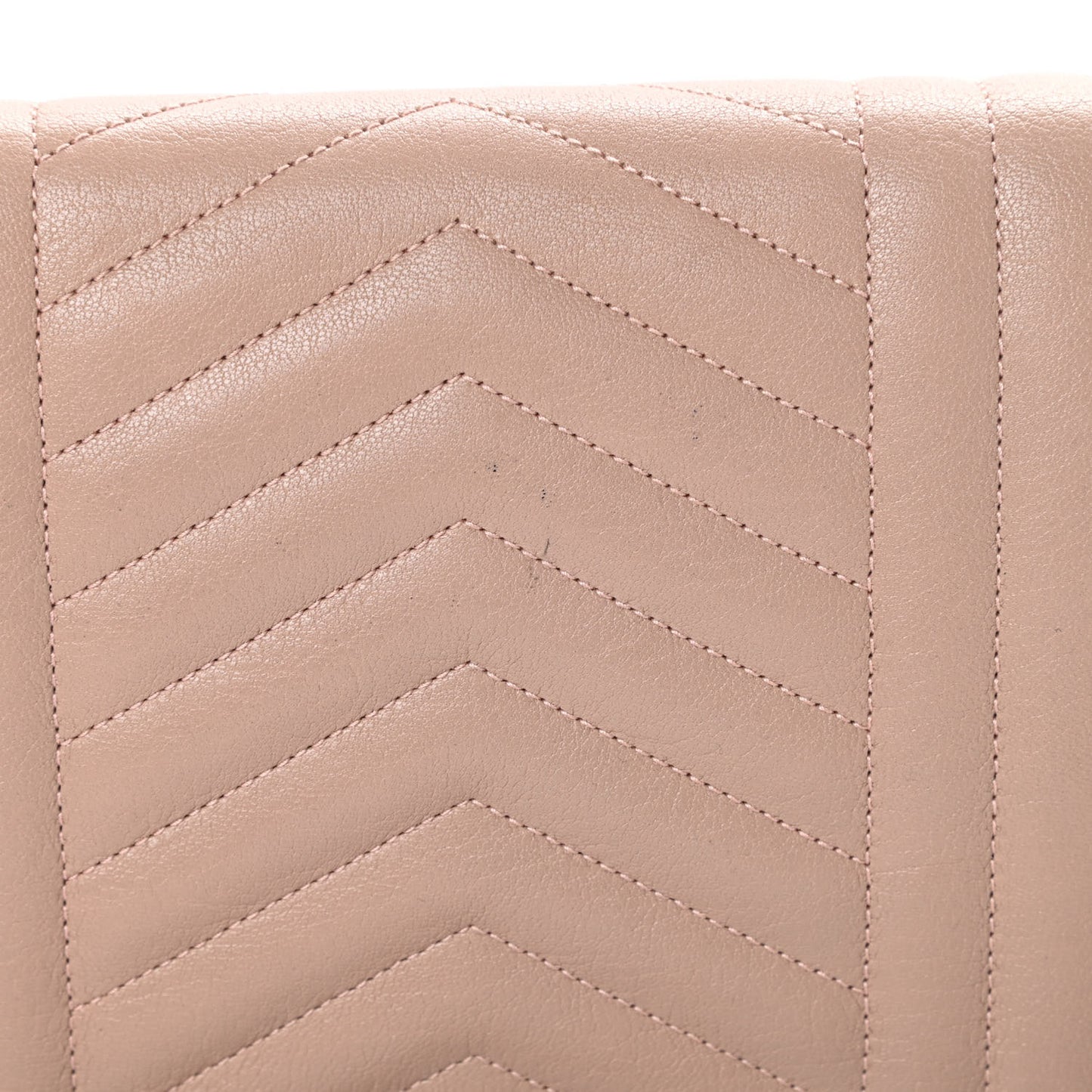 Sheepskin Tri-Quilt Monogram Envelope Chain Wallet Beige