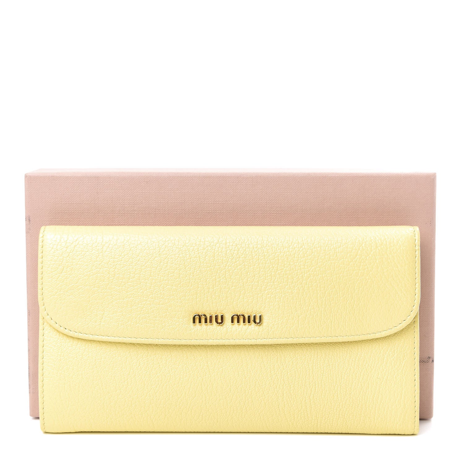 Miu Miu Goatskin Madras Continental Wallet Light Yellow 7 of 7