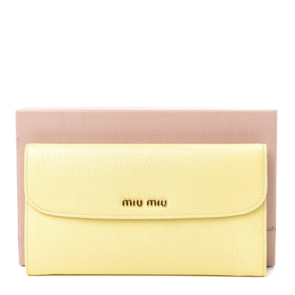 Miu Miu Goatskin Madras Continental Wallet Light Yellow 7 of 7