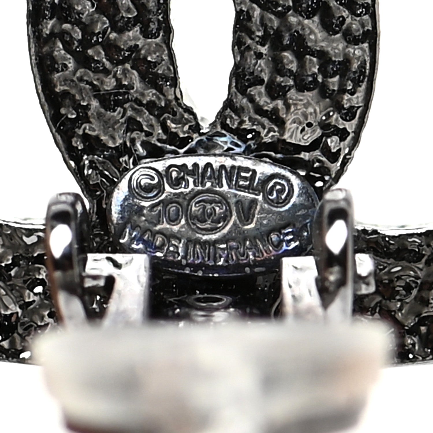 Chanel Ruthenium CC Bead Drop Clip On Earrings Black 4 of 6