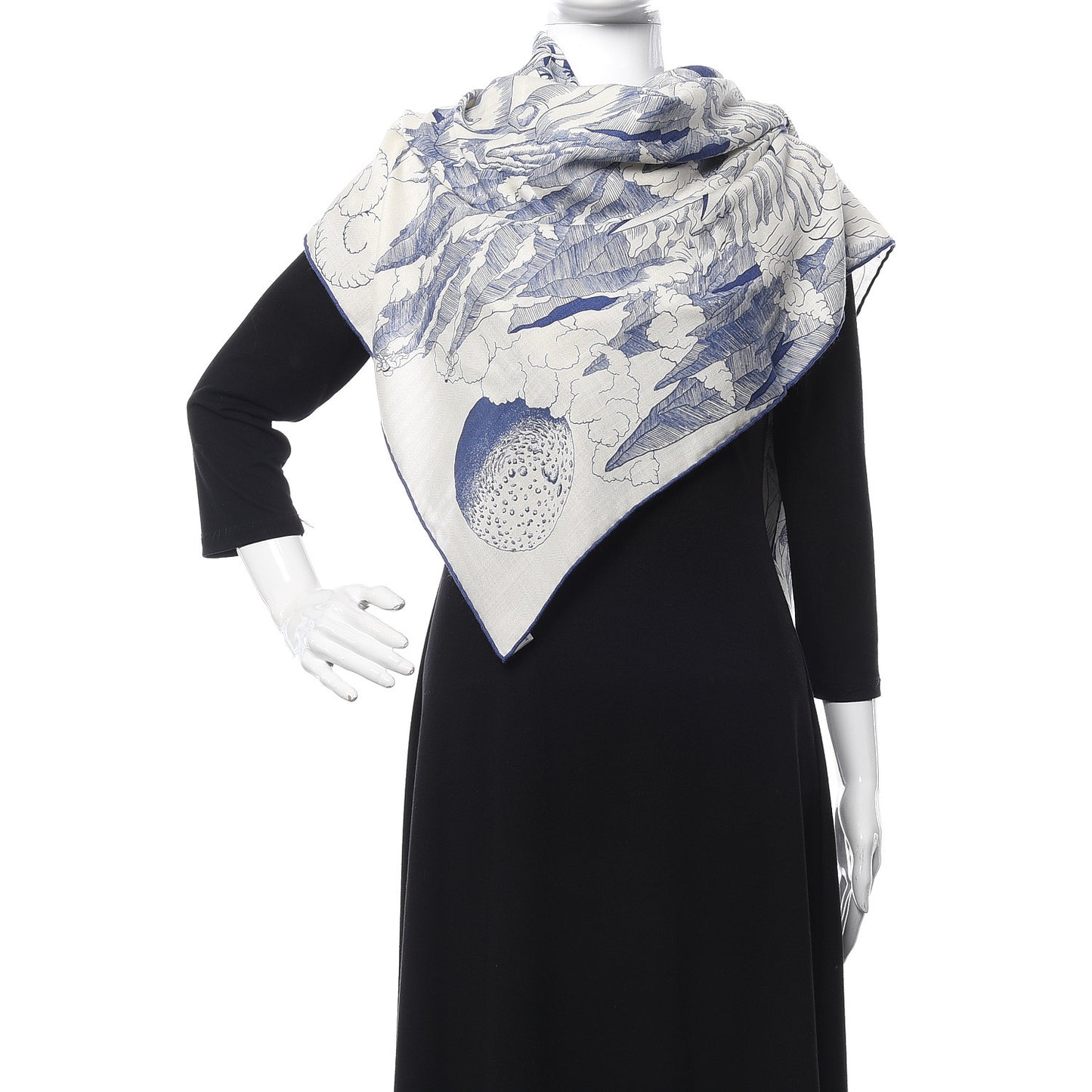 Cashmere Silk Cosmographia Universalis Shawl 140 White Encre