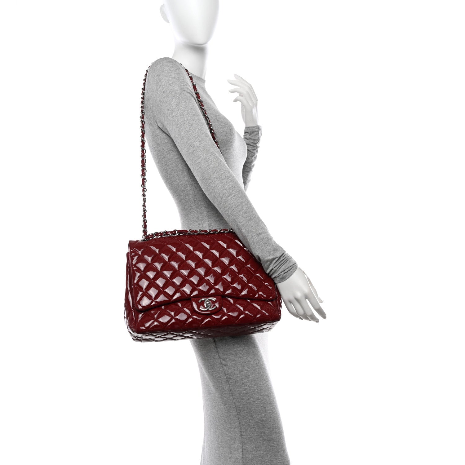 Chanel Patent Quilted Maxi Double Flap Red 2 of 14