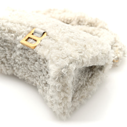Balenciaga Faux Fur Fluffy Hourglass XS Top Handle Bag Natural 9 of 9