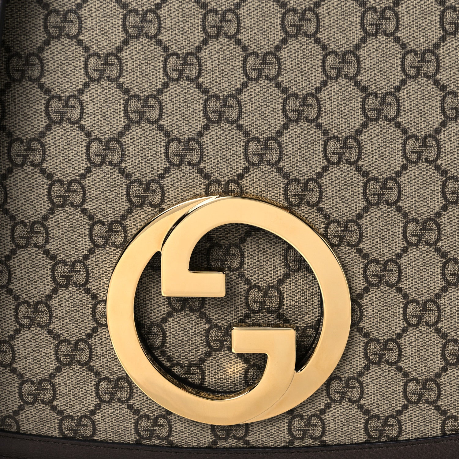 Gucci GG Supreme Monogram Textured Dollar Calfskin Web Medium Blondie Shoulder Flap Bag Beige Ebony New Acero 7 of 9