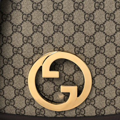 Gucci GG Supreme Monogram Textured Dollar Calfskin Web Medium Blondie Shoulder Flap Bag Beige Ebony New Acero 7 of 9