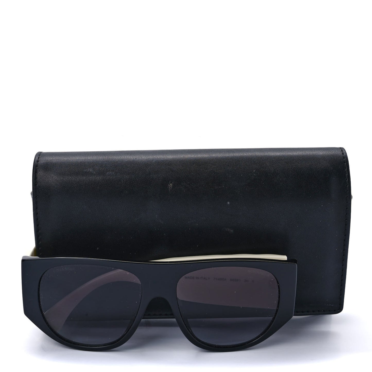 Acetate Quilted CC Pilot Sunglasses 71465 White Black