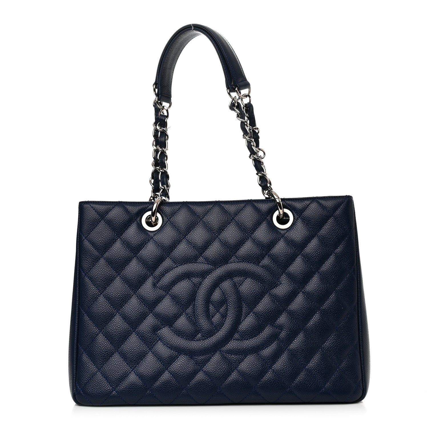 Chanel Caviar Quilted Grand Shopping Tote GST Dark Blue 1 of 13