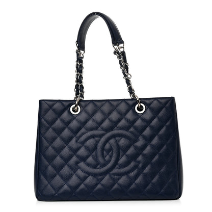 Chanel Caviar Quilted Grand Shopping Tote GST Dark Blue 1 of 13