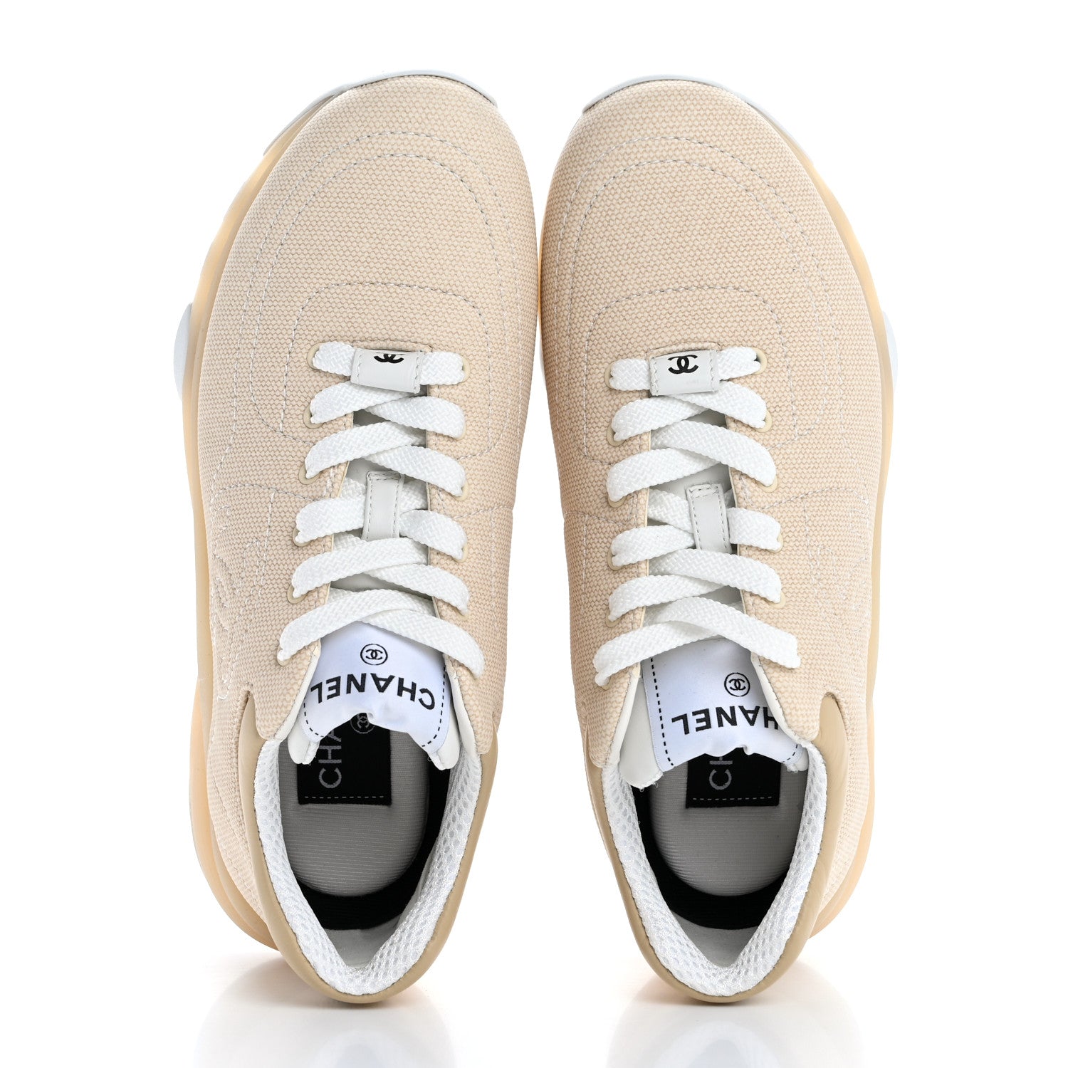 Chanel Fabric CC Womens Sneakers 35 Light Beige 2 of 10