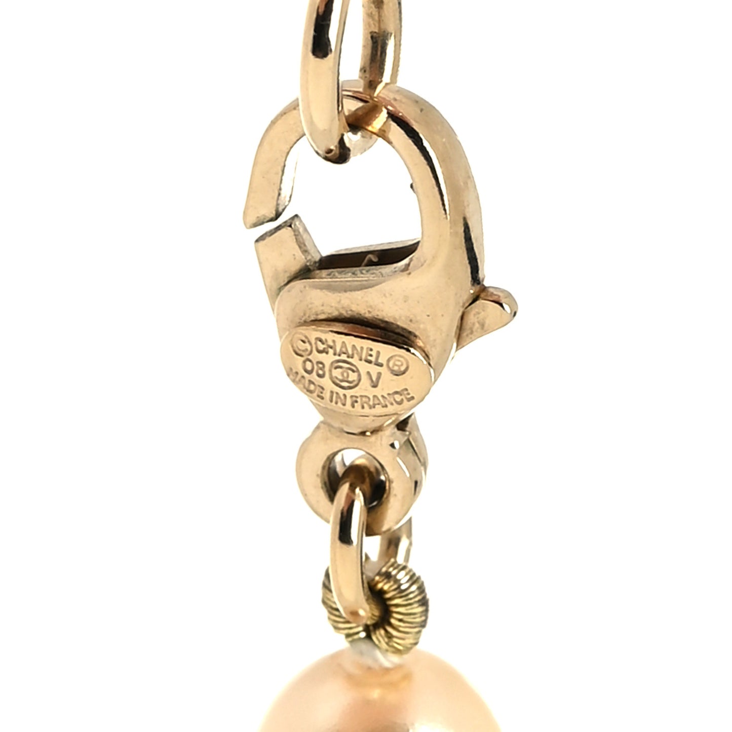 Graduated Pearl CC Long Necklace Gold