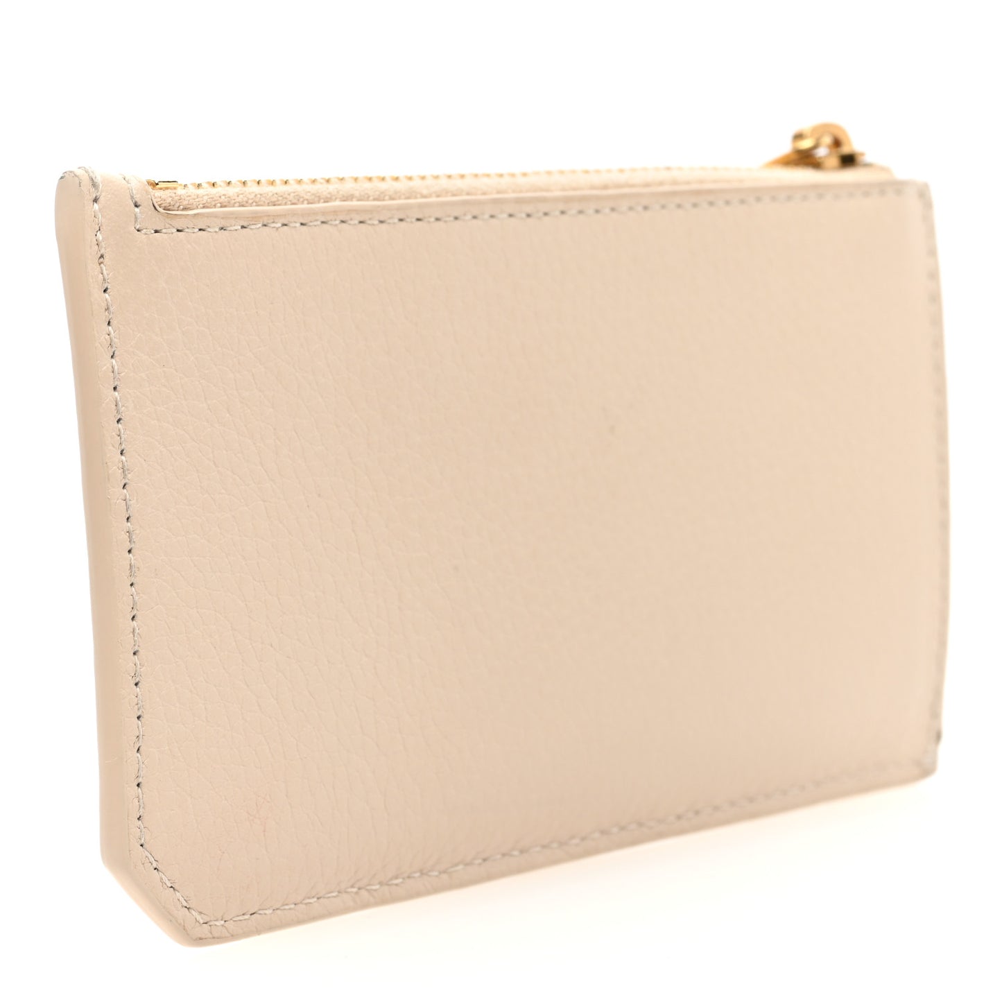 Grained Calfskin Monogram 5 Fragments Zip Pouch Card Holder Beige