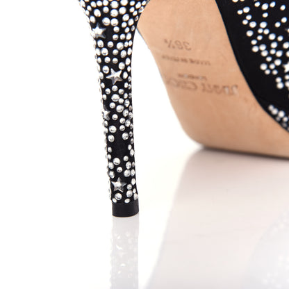 Jimmy Choo Satin Crystal Dali Peep Toe Pumps 36.5 Black 10 of 10