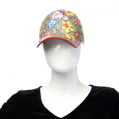 Gucci GG Supreme Monogram Flora Baseball Hat 56 S Red 2 of 8