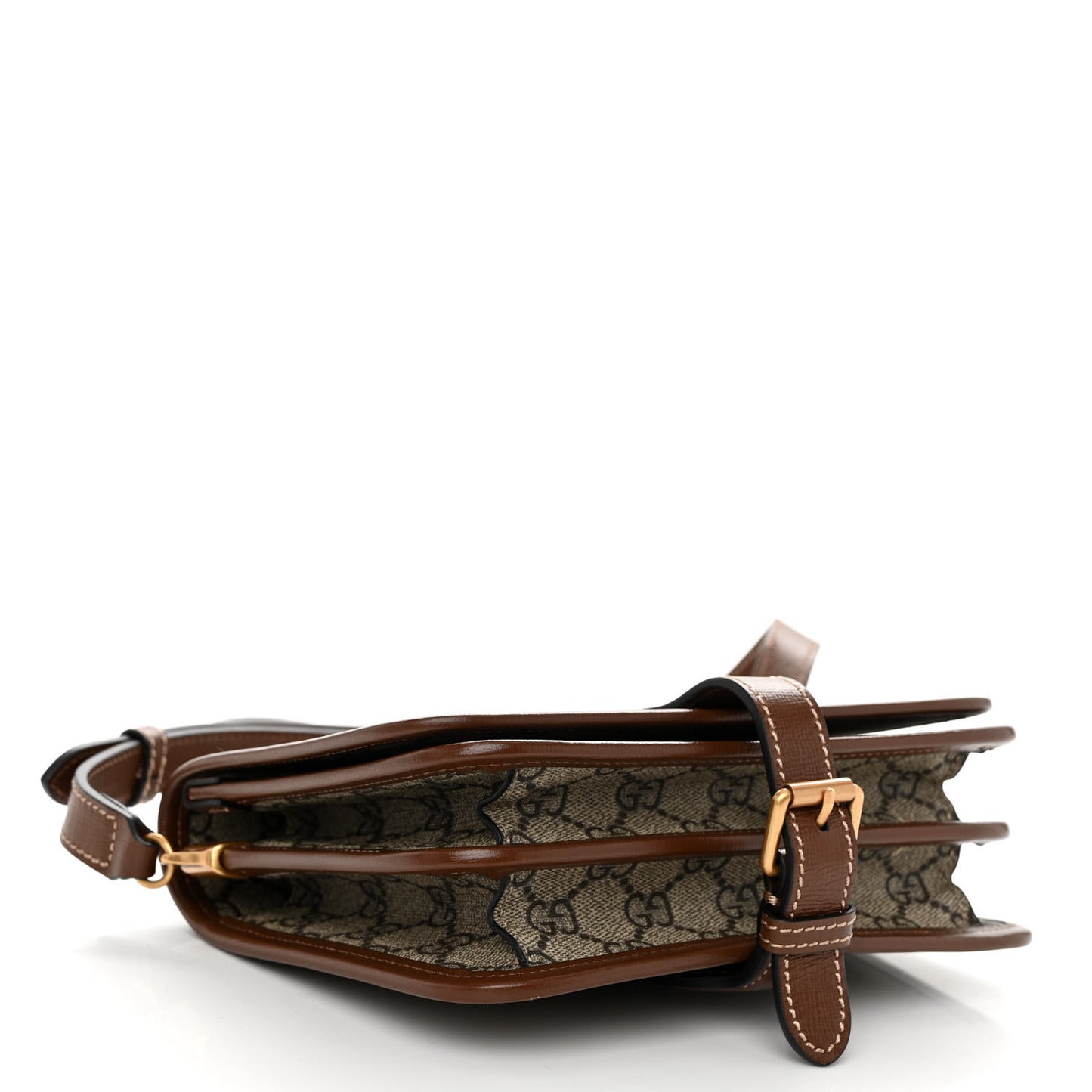 GG Supreme Monogram Azalea Calfskin Mini Retro Interlocking G Flap Shoulder Bag Beige Ebony Brown Sugar