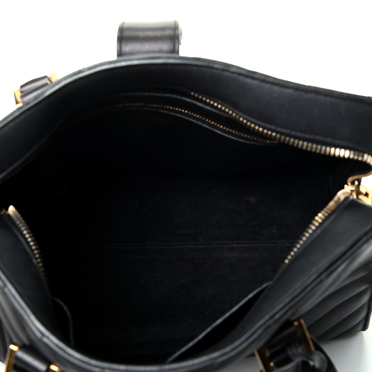 Calfskin Matelasse Chevron Small Monogram Cabas Black