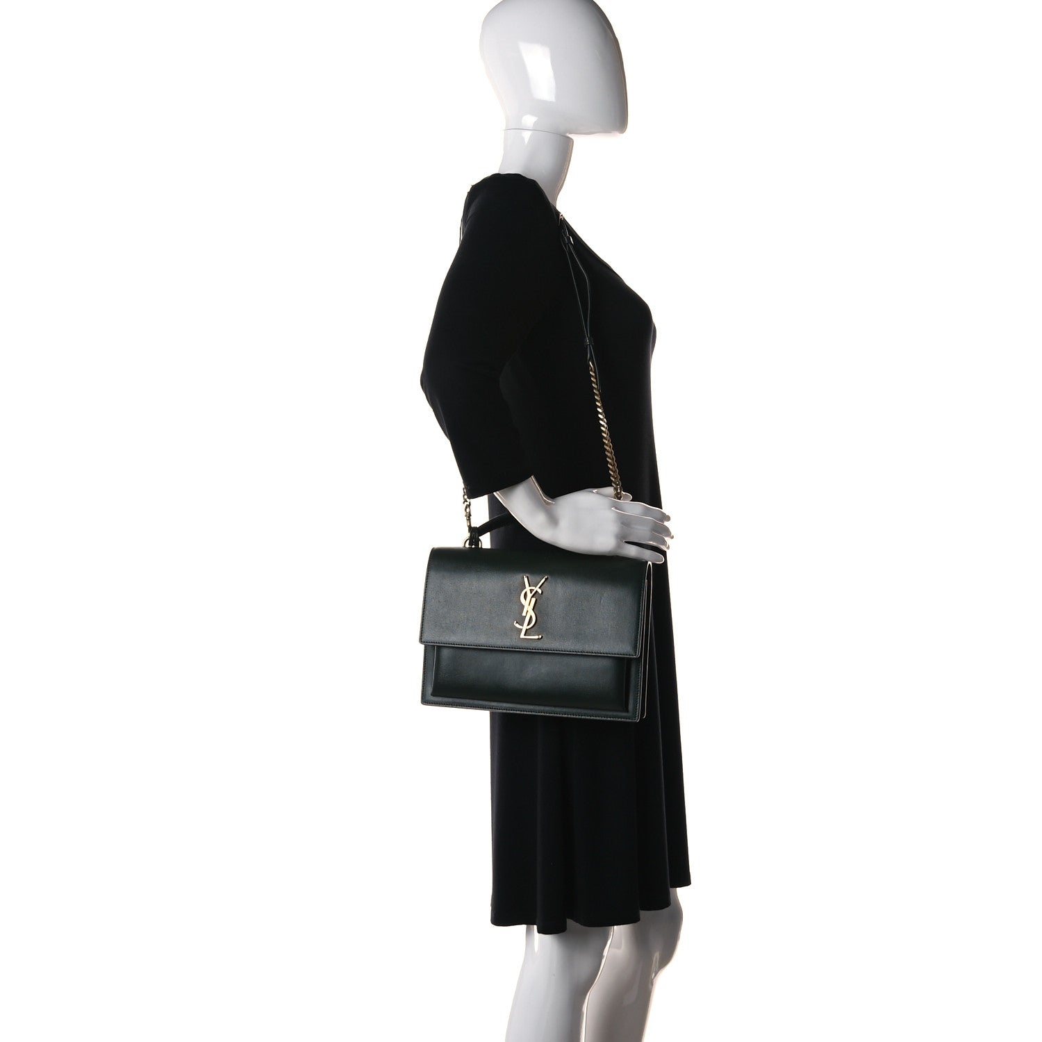 Saint Laurent Calfskin Medium Monogram Sunset New Vert Fonce 2 of 9