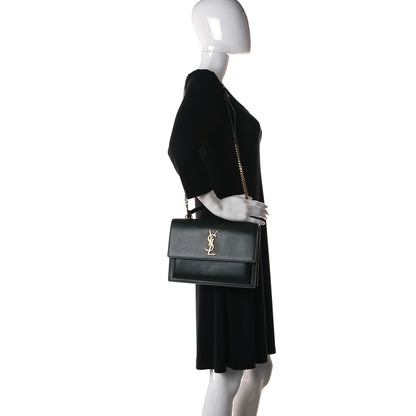 Saint Laurent Calfskin Medium Monogram Sunset New Vert Fonce 2 of 9