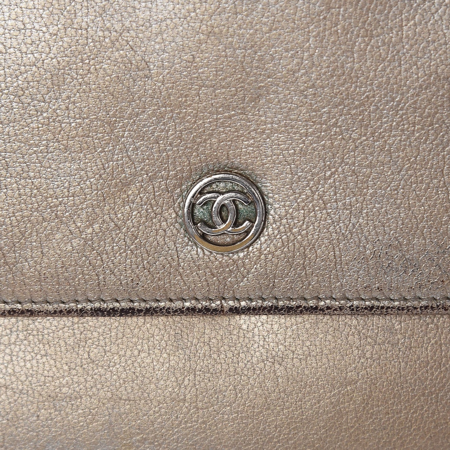Metallic Goatskin Wallet On Chain WOC Gold
