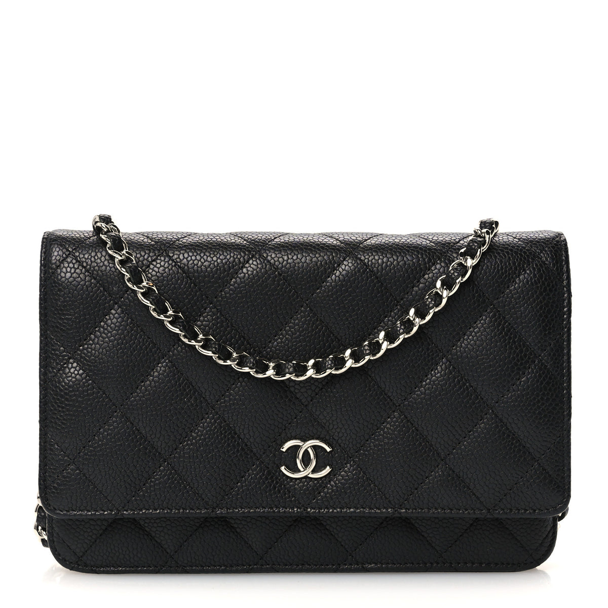 Caviar Quilted Wallet on Chain WOC Black