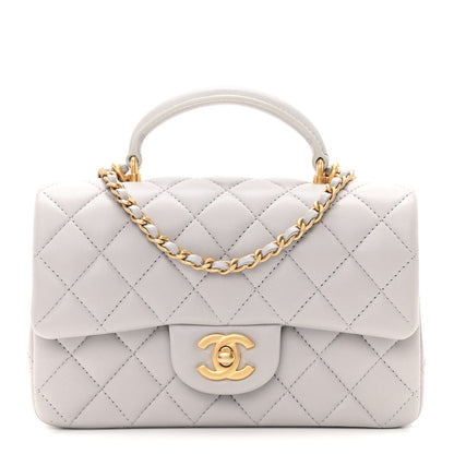 Chanel Lambskin Quilted Mini Top Handle Rectangular Flap Grey 1 of 11