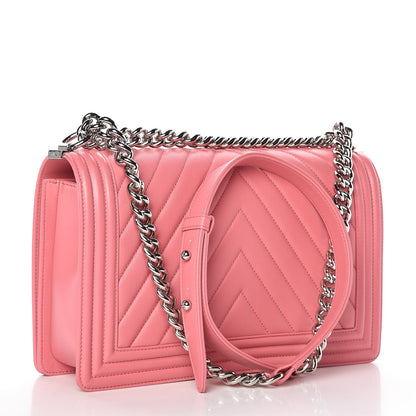 Chanel Lambskin Chevron Quilted New Medium Boy Flap Pink 3 of 8