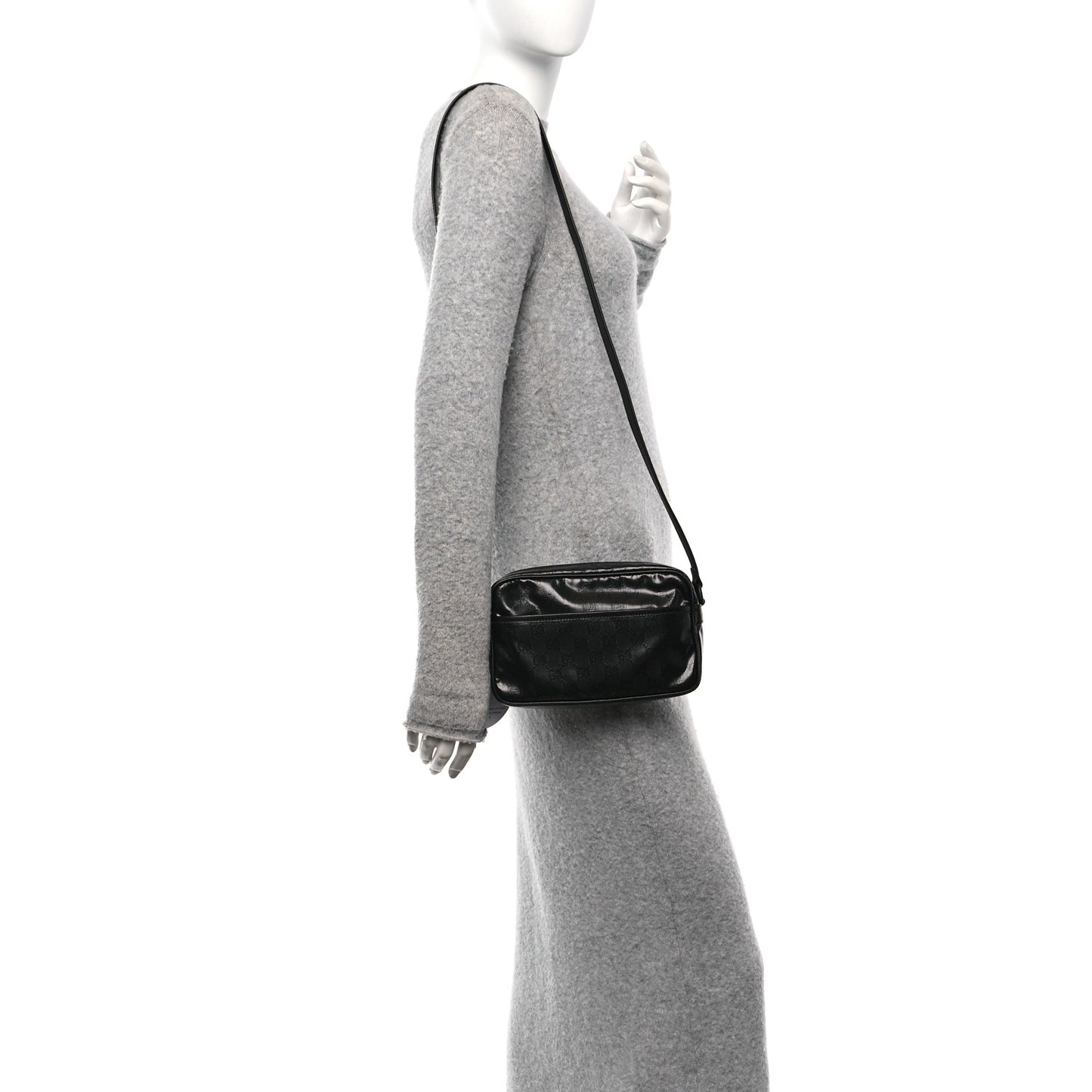 GG Crystal Monogram Mini Shoulder Bag Black