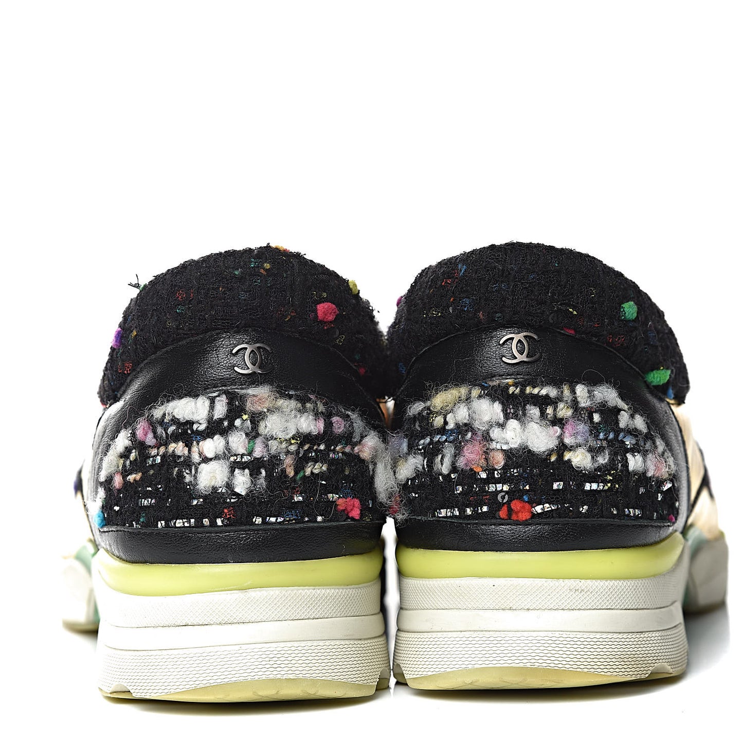Tweed Lambskin Runway Sneakers 39 Black Multicolor