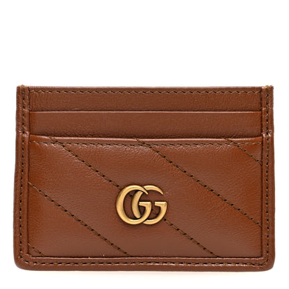 Gucci Azalea Calfskin Matelasse Diagonal GG Marmont Card Holder Cuir 1 of 7