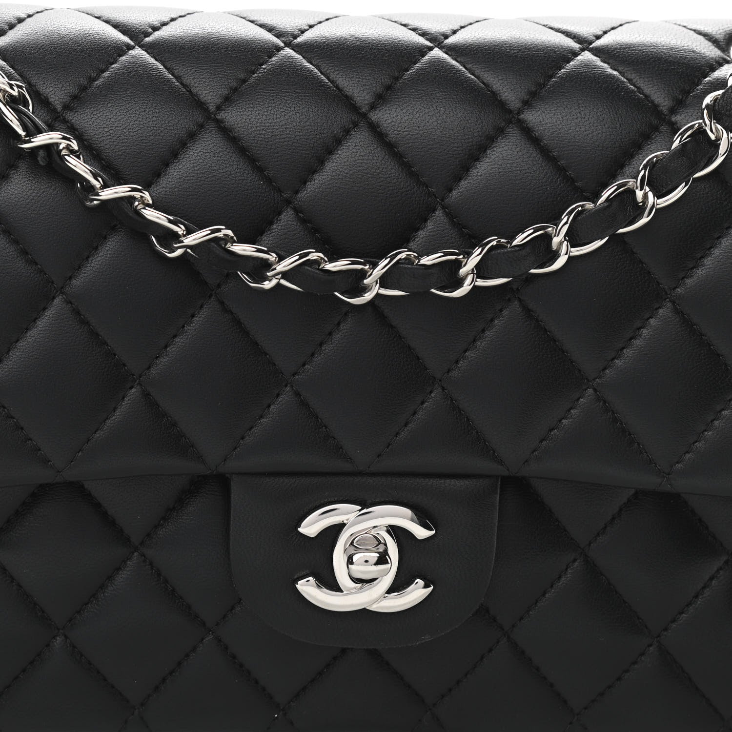 Chanel Lambskin Quilted Medium Double Flap Black 7 of 10