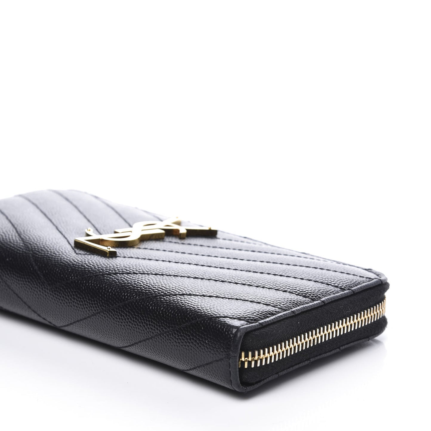 Grain De Poudre Matelasse Chevron Monogram Zip Around Wallet Black