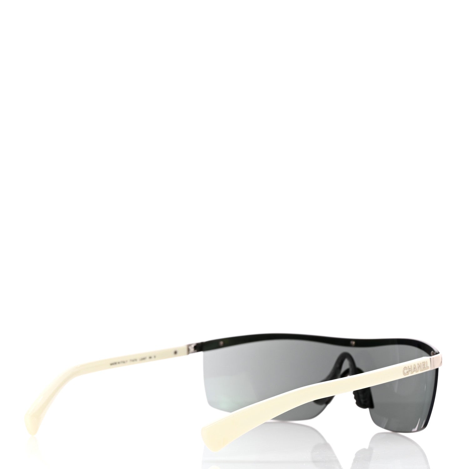 Chanel Acetate Shield Sunglasses 71474 Silver White 4 of 8