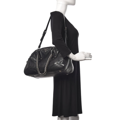 Prada Cervo Lux Chain Shoulder Bag Black 3 of 14