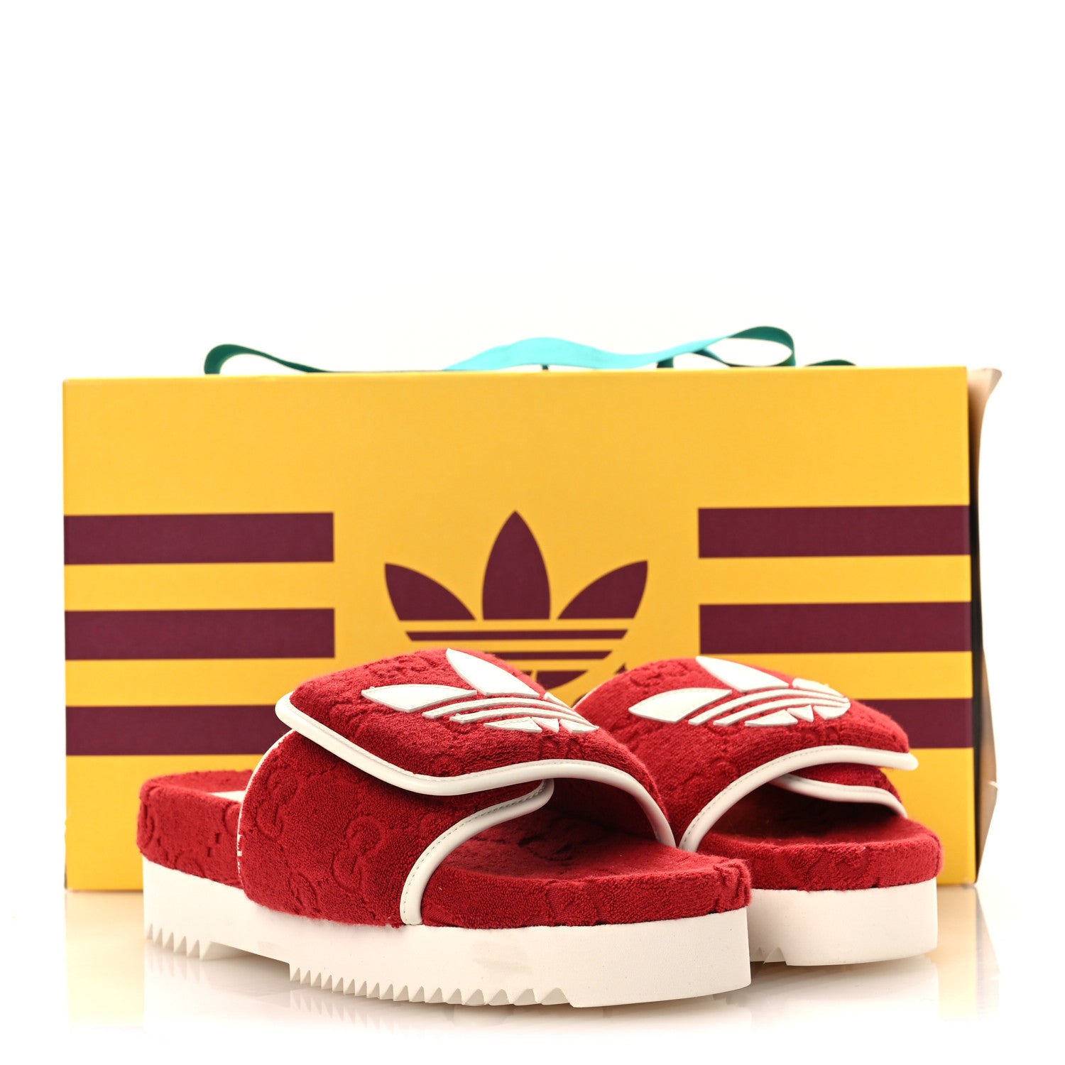 Gucci X ADIDAS Terry Cloth GG Monogram Womens Platform Sandals 38