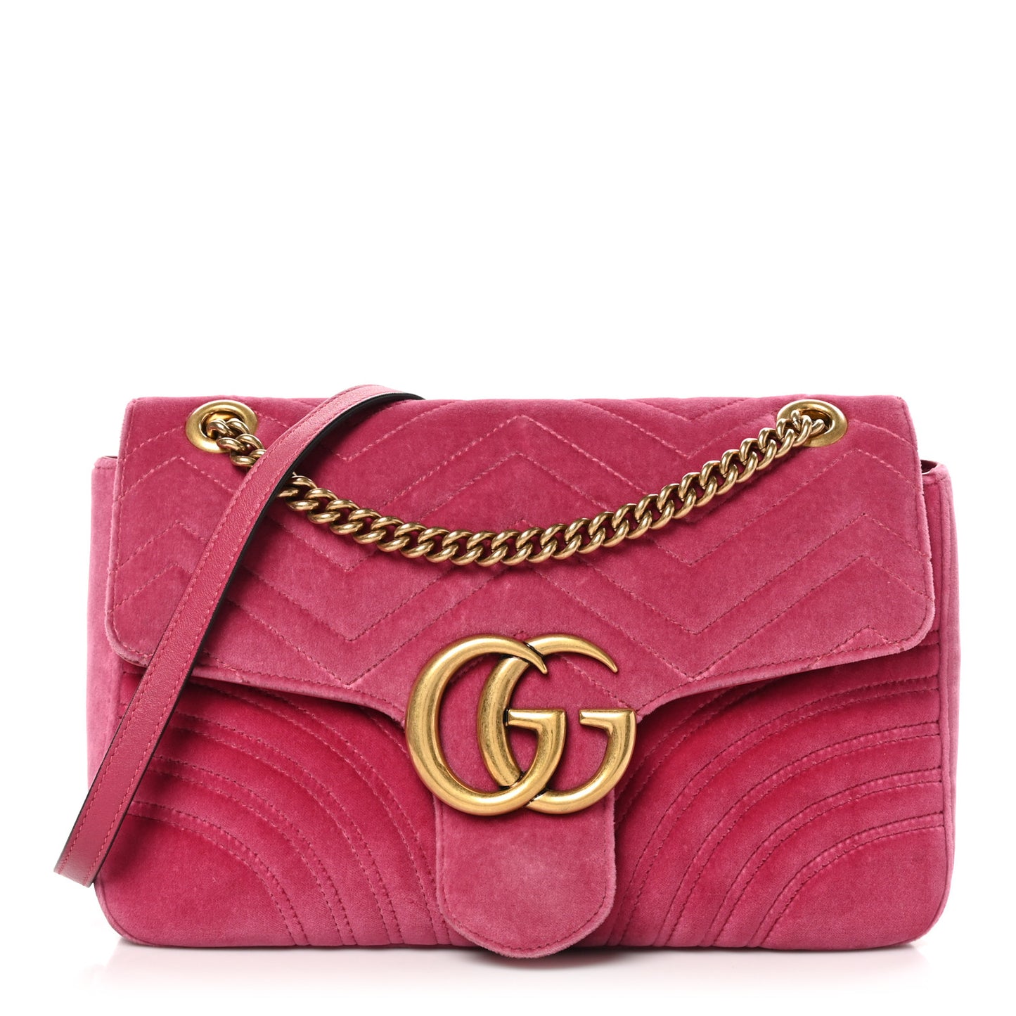Velvet Matelasse Medium GG Marmont Shoulder Bag Light Raspberry Rose