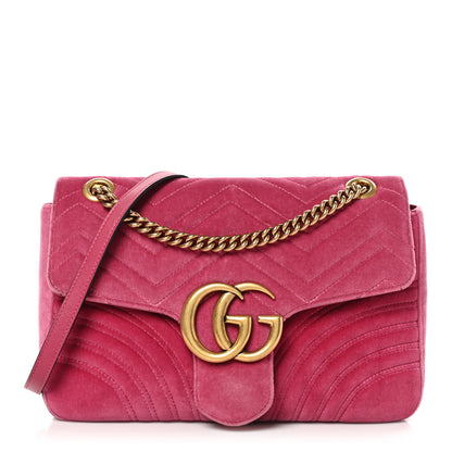 Gucci Velvet Matelasse Medium GG Marmont Shoulder Bag Light Raspberry Rose 1 of 9