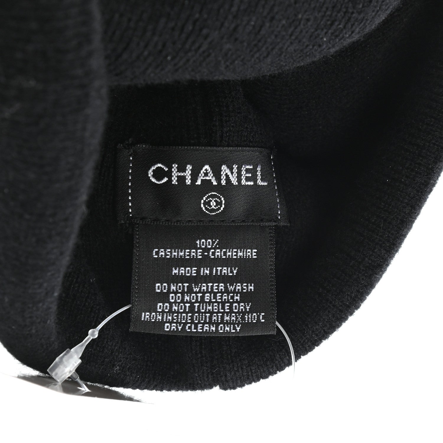 Chanel Cashmere CC Beanie Hat Black Gold 4 of 4