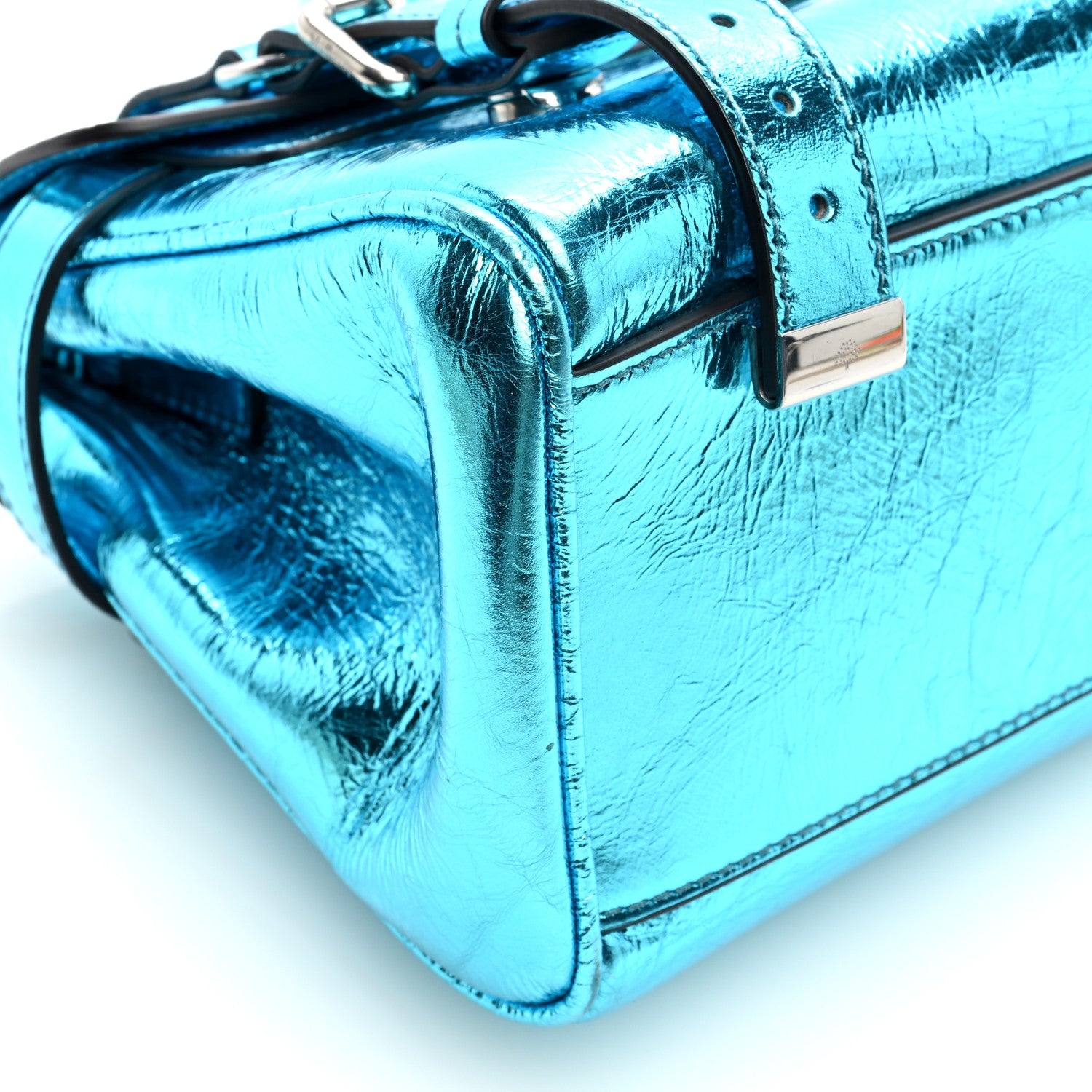 Mulberry Metallic Crinkled Calfskin Mini Alexa Portobello Blue 8 of 9